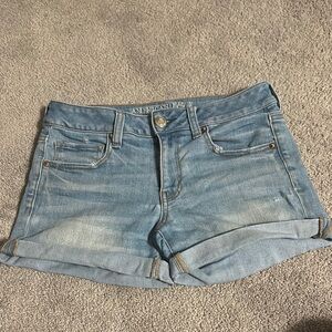 American Eagle Outfitters Blue Jean Shorts with Cuffed Hem